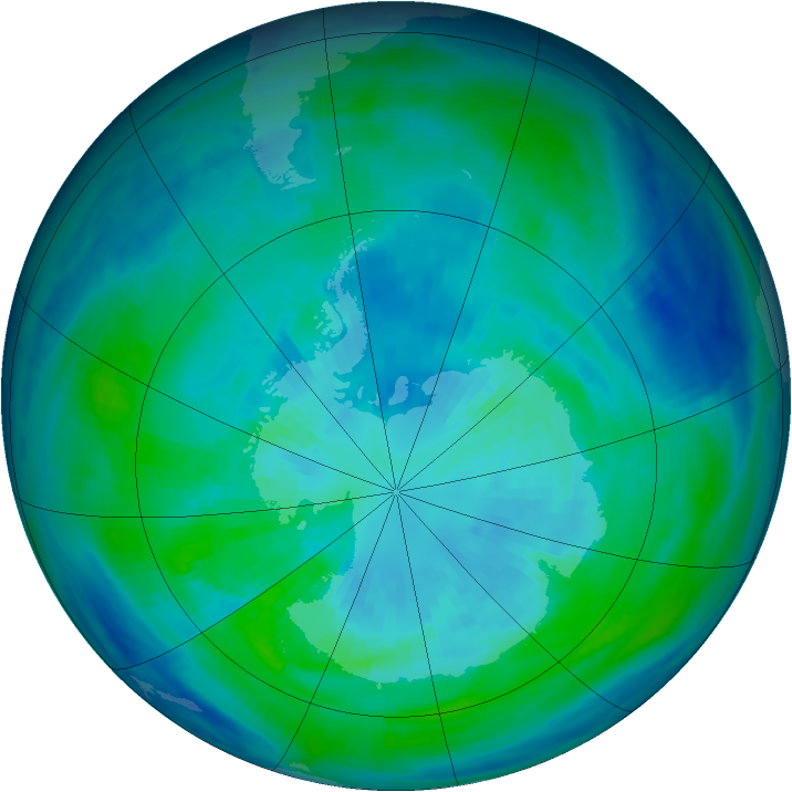 Antarctic ozone map for 28 March 1998